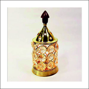 Akhand Deepak | Brass | Diamond Crystal Deepak | Akhand Jyot | Brass Oil Lamp (5 Inch)