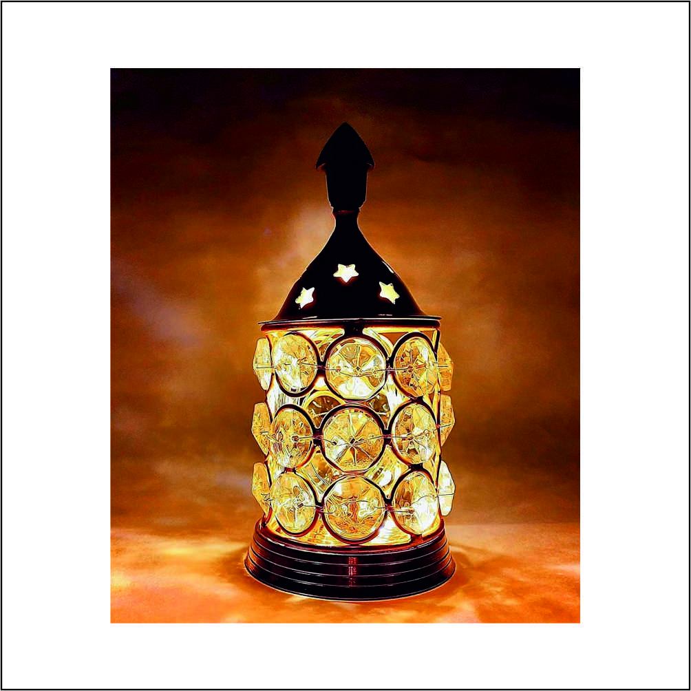 Akhand Deepak | Brass | Diamond Crystal Deepak | Akhand Jyot | Brass Oil Lamp (5 Inch)
