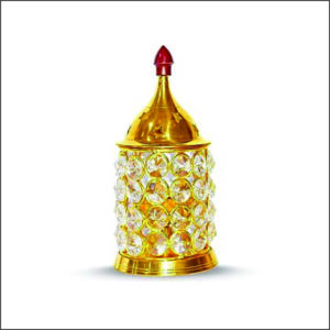 Akhand Deepak | Brass | Diamond Crystal Deepak | Akhand Jyot | Brass Oil Lamp (6 Inch)