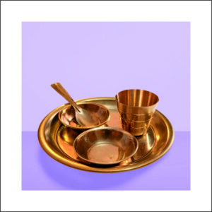 Pooja Thali Set | Prasad Bartan | Laddu Gopal Ji, Thakur Ji, Krishna Bhog Bartan | Set of 5 Pcs (1 Set, Brass)